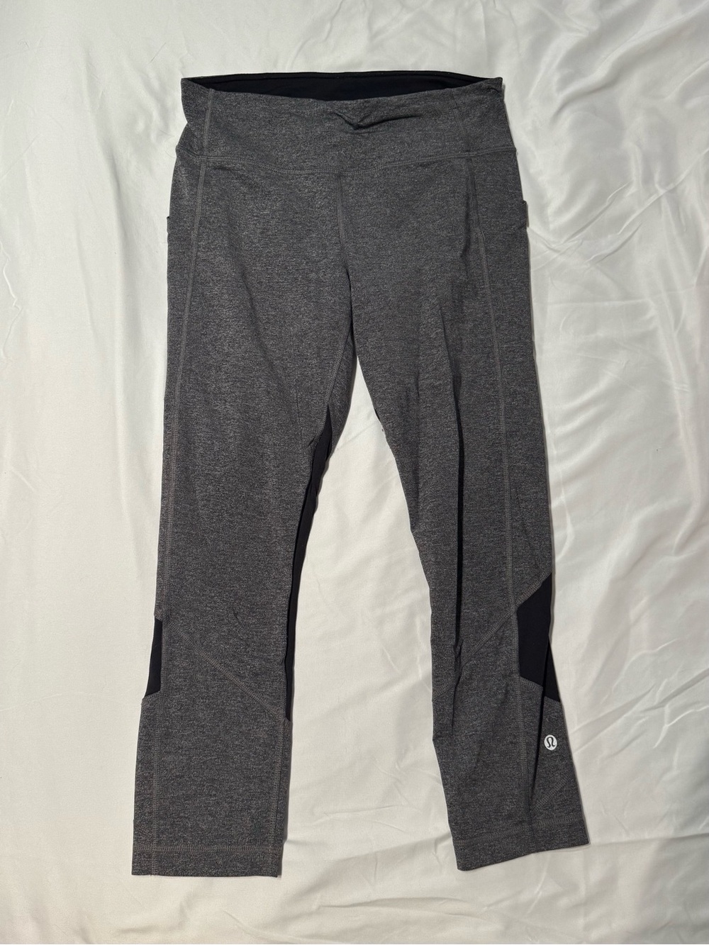 Lululemon Pace Rival Crop Leggings – Heather Gray and Black, Capri, Women’s S 6